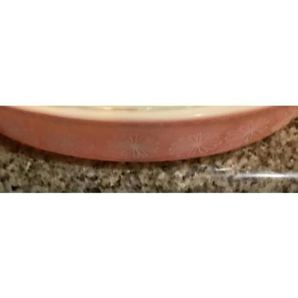 Vintage Pyrex Pink Daisy Divided Casserole Dish - Picture 7 of 9